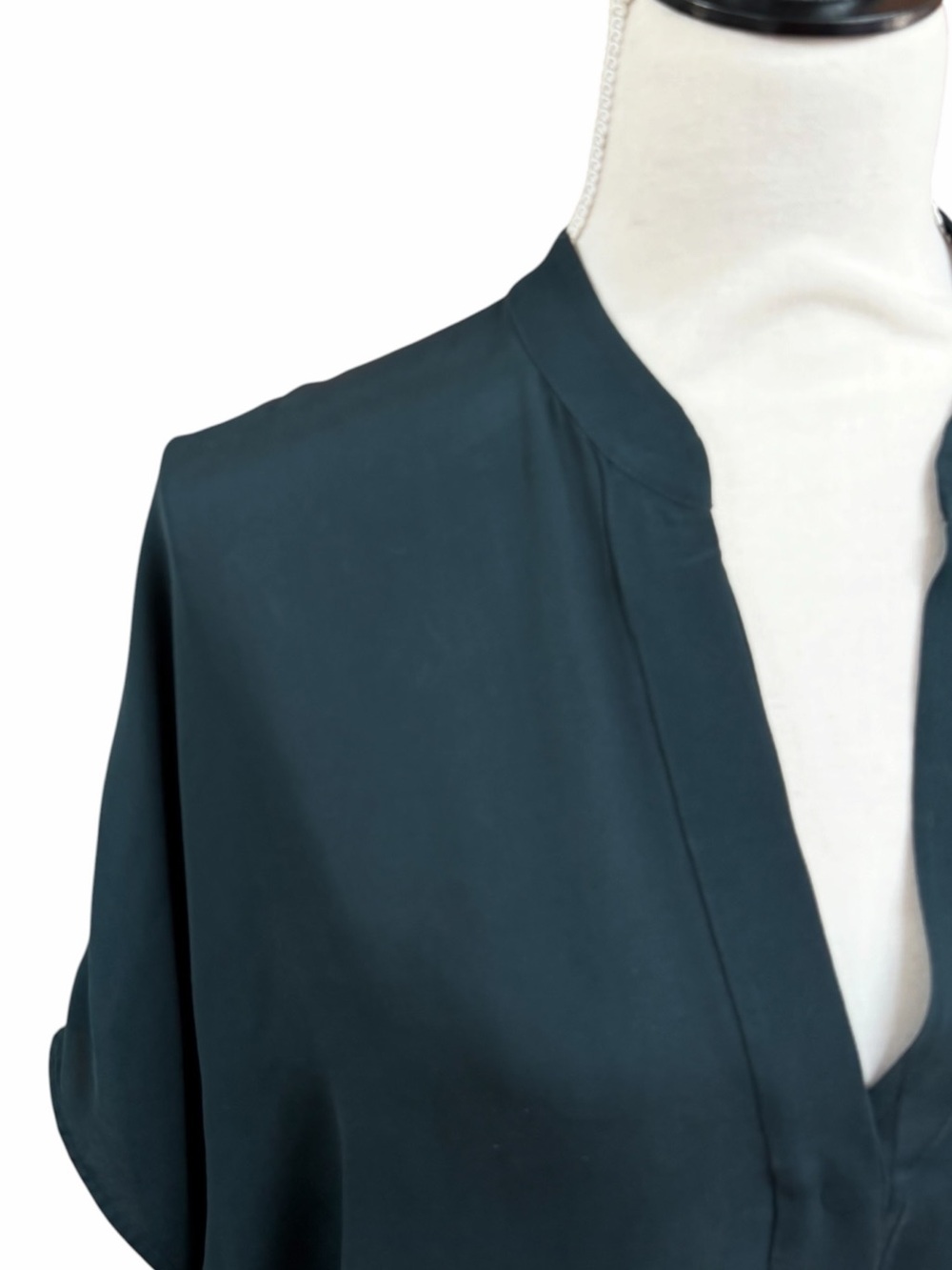 Vince 100% Silk Popover Blouse Dark Teal Green Dolman Cap Sleeve S - Picture 2 of 12